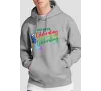 Disney Men's Finding Nemo Just Keep Celebrating Christmas With Dory Hoodie Light Grey | Size: 2XL Disney Light Grey 2XL