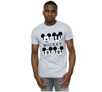 Disney Men's Four Heads Mickey Mouse Cotton T-Shirt in Grey | Size: Medium Disney Grey M