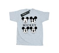 (XXL, Sports Grey) Disney Mens Four Heads Mickey Mouse Cotton T-Shirt