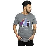 Disney Men's Frozen 2 Distressed Group T-Shirt Charcoal Small