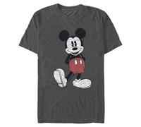 Disney Men's Full Size Mickey Mouse Distressed Look T-Shirt, Char HTR, Medium