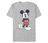 Disney Men's Full Size Mickey Mouse Distressed Look T-Shirt, Heather Grey, Large