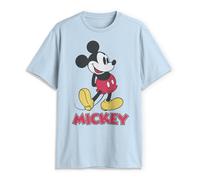 Disney Men's Full Size Mickey Mouse Distressed Look T-Shirt, Light Blue: Classic, S