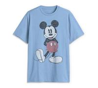 Disney Men's Full Size Mickey Mouse Distressed Look T-Shirt, Lt Blue HTR, Large
