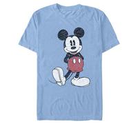 Disney Men's Full Size Mickey Mouse Distressed Look T-Shirt, Lt Blue HTR, XL