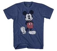Disney Men's Full Size Mickey Mouse Distressed Look T-Shirt, Navy Heather, XXX-Large