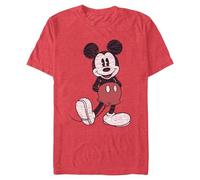 Disney Men's Full Size Mickey Mouse Distressed Look T-Shirt, Red Heather, XXXL