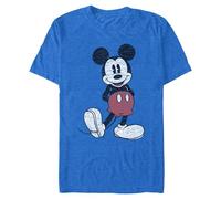 Disney Men's Full Size Mickey Mouse Distressed Look T-Shirt, Roy HTR, Medium