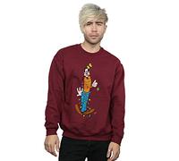 (XXL, Burgundy) Disney Mens Goofy Christmas Lights Sweatshirt