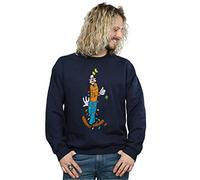Disney Men's Goofy Christmas Lights Sweatshirt Navy Blue Medium