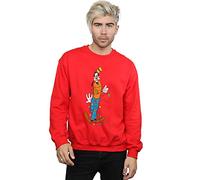 Disney Men's Goofy Christmas Lights Sweatshirt Red Medium