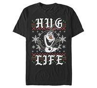 Disney Men's Hug Life Olaf T-Shirt, Black, 3XL
