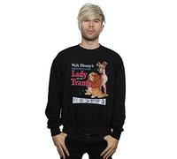 Disney Men's Lady and The Tramp Distressed Classic Poster Sweatshirt Black XX-Large