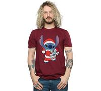 Disney Men's Lilo and Stitch Stitch Christmas T-Shirt Burgundy X-Large