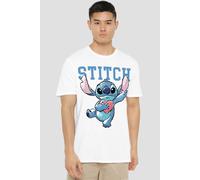Disney Men's Lilo & Stitch Clutching Hearts T-Shirt White | Size: Small Disney White S