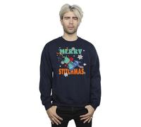 Disney Men's Lilo & Stitch Merry Stitchmas Sweatshirt Navy Blue Large