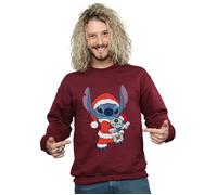 Disney Men's Lilo & Stitch Stitch Christmas Sweatshirt in Burgundy | Size: Medium Disney Burgundy M