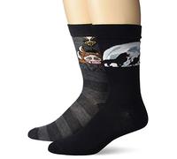 Disney Men's Lion King 2 Pack Crew Socks Casual, Black Grey Stripe, 9-13 UK
