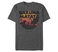 Disney Men's Lion King Gang Hakuna Matata Sunset Graphic T-Shirt, Char HTR, Large