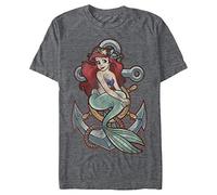 Disney Men's Little Mermaid Ariel Anchor Graphic T-Shirt, Charcoal Heather, M
