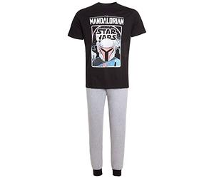 Disney Mens Mandalorian Pyjamas For Men Teens Bob Fett Pjs Short Sleeved T-Shirt + Lounge pants Gift Set Size Small Black