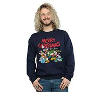 Disney Men's Mickey And Friends Winter Wishes Sweatshirt Navy Blue Large