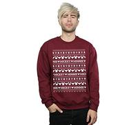 Disney Men's Mickey And Minnie Christmas Fair Isle Sweatshirt Large Burgundy