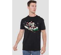 Disney Men's Mickey & Minnie Sledding T-Shirt in Black | Size: Small Disney Black S