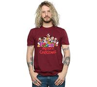 Disney Men's Mickey Mouse and Friends Christmas T-Shirt Burgundy X-Large