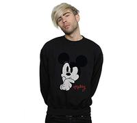Disney Men's Mickey Mouse Distressed Ponder Sweatshirt Black Small