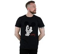 Disney Men's Mickey Mouse Distressed Ponder T-Shirt Black Small