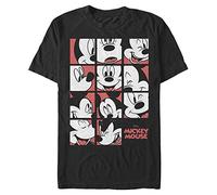 Disney Men's Mickey Mouse Expression Grid T-Shirt, Black, 4XL