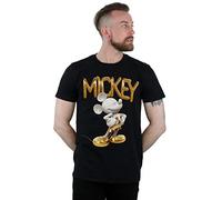 Disney Mens Mickey Mouse Gold Statue T-Shirt - Black - Black - XL