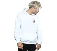 Disney Men's Mickey Mouse Kickin Retro Chest Hoodie White Small