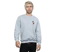 Disney Men's Mickey Mouse Kickin Retro Chest Sweatshirt Sport Grey Large
