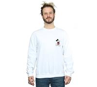 Disney Men's Mickey Mouse Kickin Retro Chest Sweatshirt White Large