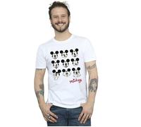 Disney Men's Mickey Mouse Many Faces T-Shirt in White | Size: Small Disney White S