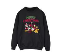 Disney Mens Mickey Mouse Merry Christmas Characters Sweatshirt (Black) - Size Small