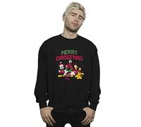 Disney Men's Mickey Mouse Merry Christmas Characters Sweatshirt Black XX-Large