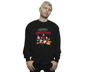Disney Men's Mickey Mouse Merry Christmas Characters Sweatshirt Black XX-Large