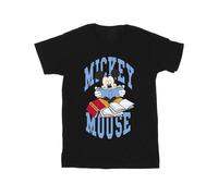 Disney Men's Mickey Mouse Reading Books Cotton T-Shirt in Black | Size: 2XL Disney Black 2XL
