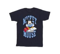 Disney Men's Mickey Mouse Reading Books Cotton T-Shirt in Navy | Size: Medium Disney Navy M