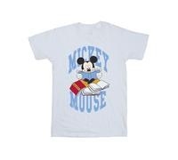 Disney Men's Mickey Mouse Reading Books Cotton T-Shirt in White | Size: Small Disney White S