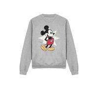 Disney Men's Mickey Mouse Retro Star Sweatshirt, Athletic Heather in Light Grey | Size: XL Disney Light Grey XL