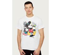 Disney Men's Mickey Mouse Rockin It Retro T-Shirt in White | Size: Medium Disney White M