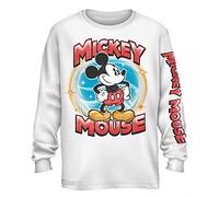 Disney Mens Mickey Mouse Shirt - Classic Mickey Mouse Tie Dye Tee Shirt - Mickey Graphic Long Sleeve T-Shirt, White, XXL