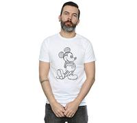 Disney Men's Mickey Mouse Sketch Kick T-Shirt White Large