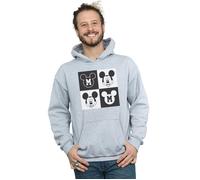 Disney Men's Mickey Mouse Smiling Squares Hoodie in Grey | Size: 3XL Disney Grey 3XL
