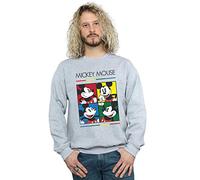 Disney Men's Mickey Mouse Square Colour Sweatshirt Sport Grey Small