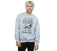Disney Men's Mickey Mouse Steamboat Willie Sweatshirt Sport Grey Medium